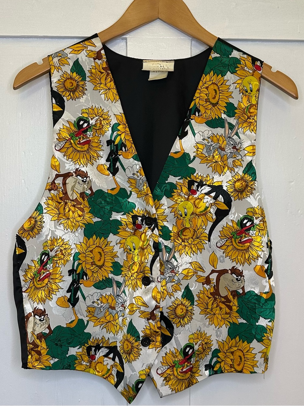 Vintage ‘94 Warner Bros Looney Tunes Colorful Sunflower Vest with Characters